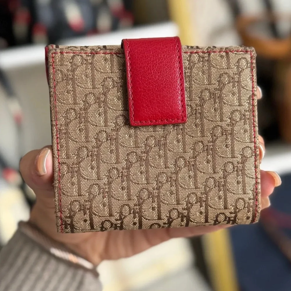 Christian Dior Rasta Oblique Canvas & Leather Bi-Fold Wallet Vintage Authentic - Picture 2 of 7